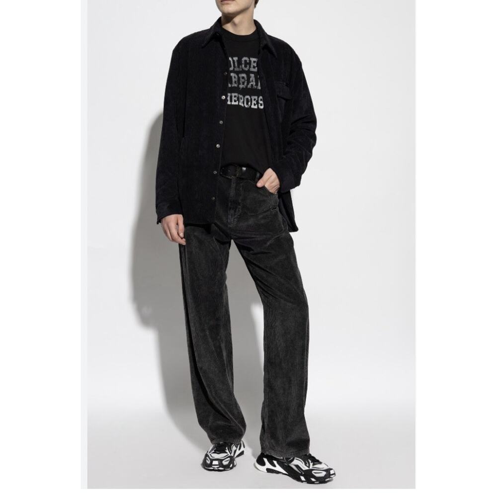 Dolce & Gabbana Corduroy Fly Button Pants Black Mens Size 35